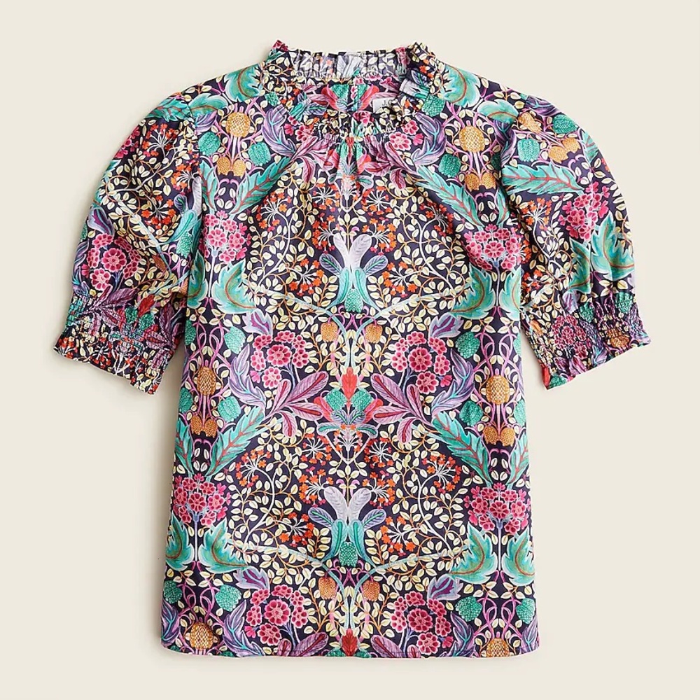J. Crew Puff-sleeve top in Liberty Elm House floral